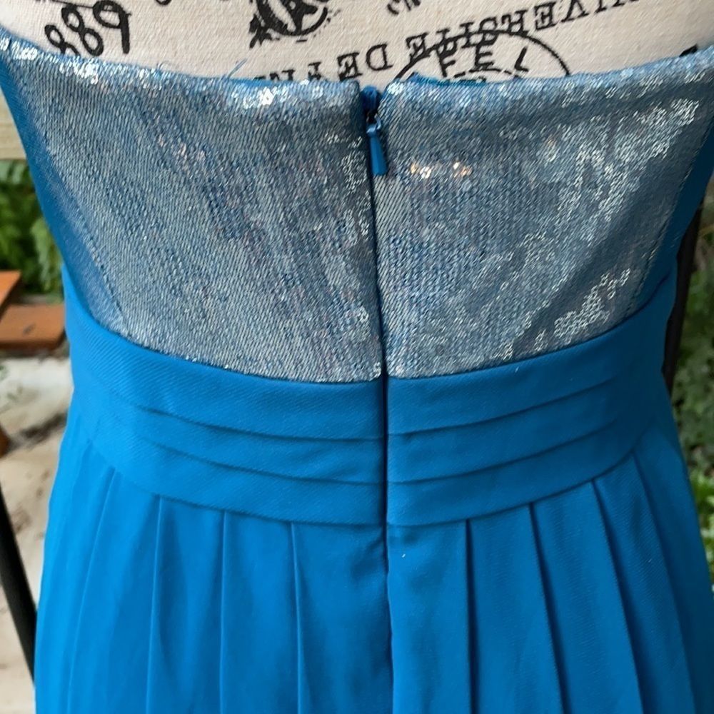 Aidan Aidan Mattox strapless sequin and teal party wedding prom dress  8 - Picture 7 of 11